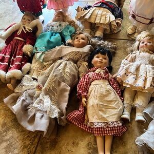 Red and Blue Doll Collection with Accessories